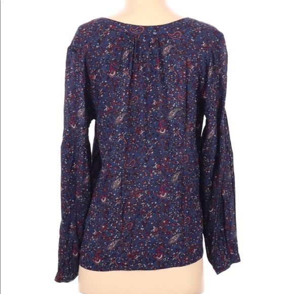 Lucky Brand Boho Peasant Blouse Blue Size Small - Picture 2 of 7